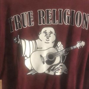 True religion maroon shirt sleeve t-shirt